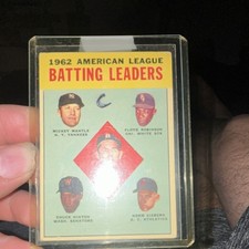 1962 American League Batting Leaders Mantle Robinson Hinton Baseball Card