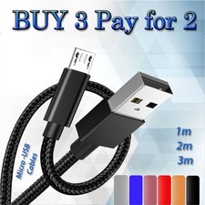 Long Micro USB Cable, 1M 2M 3M High Speed Data Sync Fast Charger Charging Lead