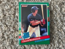 1991 Donruss Baseball Chuck Knoblauch Rated Rookie / RC Card # 421 Var. No Dot. rookie card picture