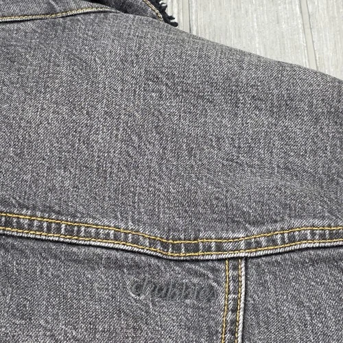 Chubbies Men's Fade Gray Denim Sherpa Black Lined Trucker Jacket Pockets Size M image 8