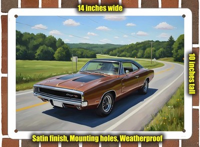 Metal Sign - 1970 Dodge Charger Oil Painting - 14x10