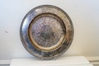 Wm. Rogers Silverplate Round Serving Tray/Platter Floral Engraved Beaded Rim — photo 1