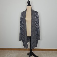 Honey Punch Open Front Long Sleeve Geometric Knit Cardigan Sweater Medium
