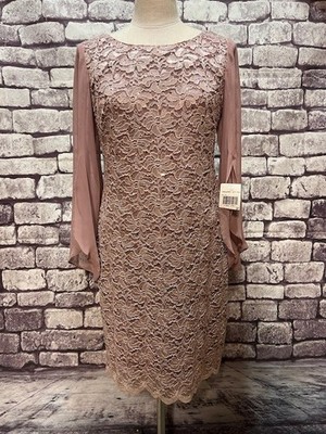 Connected Apparel NWT Taupe Lace Dress Size 8P