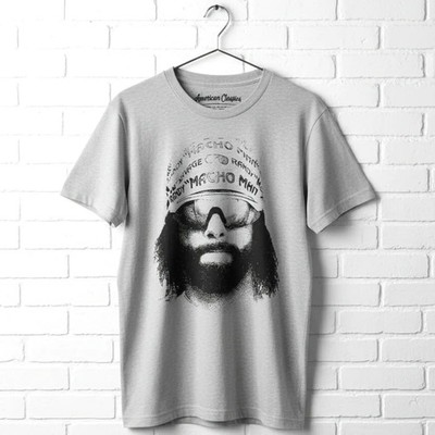 Macho Man Randy Savage Portrait Men's T Shirt Face Gray Up Close & Personal Hero