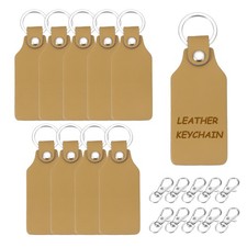 10Pcs Leather Keychain Blanks 22mm ID x 28mm OD Square Shaped,Bright Yellow