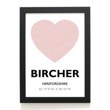 A4 PRINT - Bircher, Herefordshire - Word Heart Design - SO4765