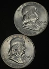 1958-D & 1961-D FRANKLIN HALF DOLLARS LUSTROUS AU/UNC