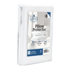 The Grand Pillow Covers Queen Size - Poly-Cotton Pillow Protector with Zipper...