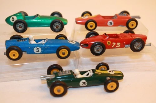 5 Matchbox Lesney 1960s Race Cars B.R.M. Racing / Lotus / Ferrari / Aston Martin