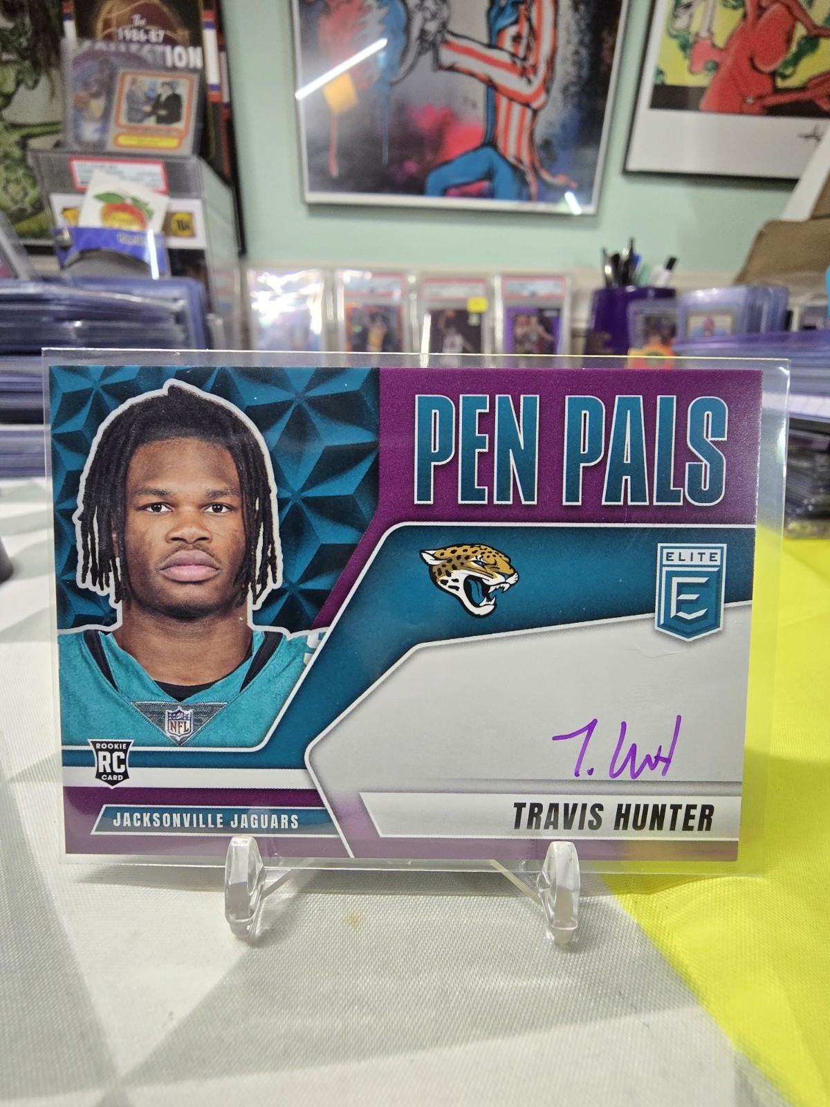2025 Donruss Elite Pen Pals Travis Hunter Auto Purple Rookie #PP-THU Jaguars RC