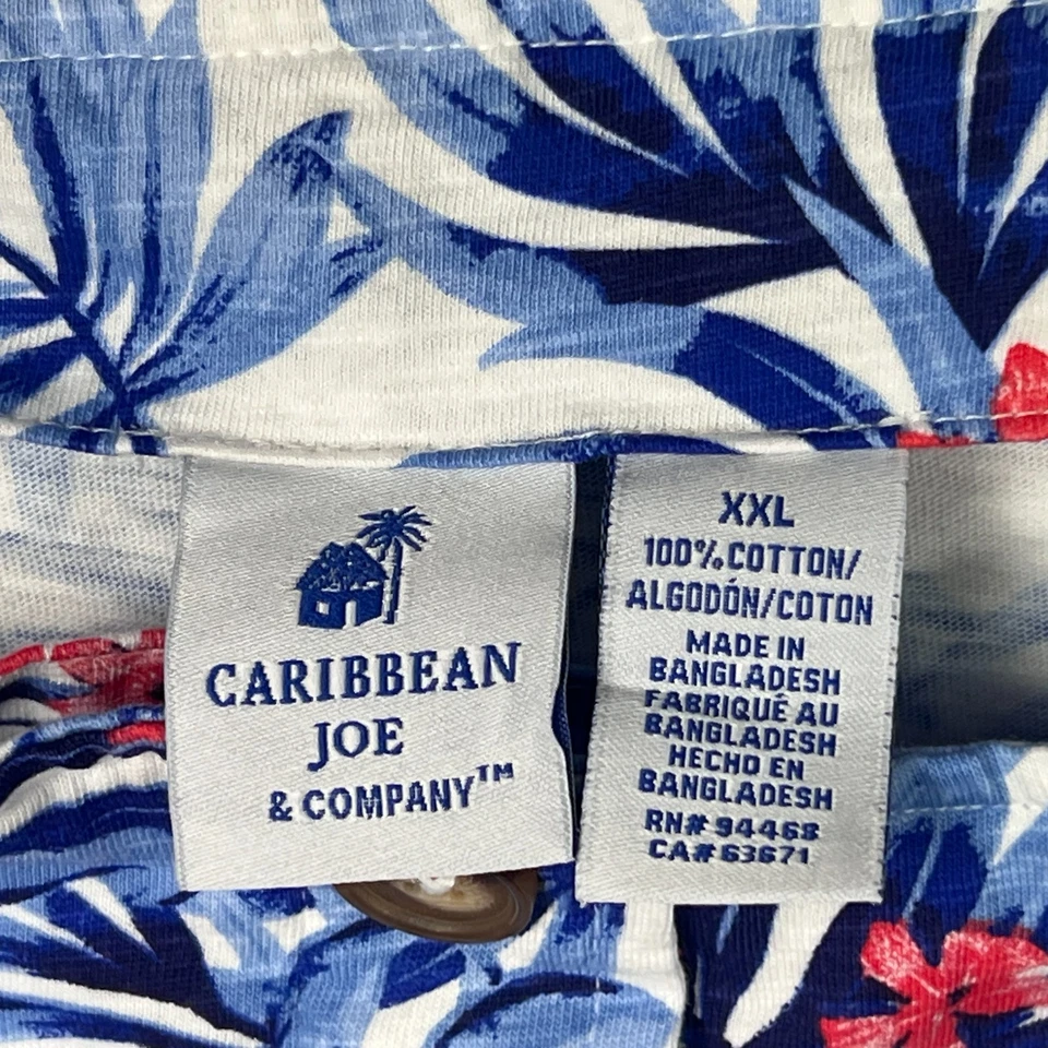 Caribbean Joe Top Womens XXL Blue Floral Tank Sleeveless Button Front Tie Waist Foto 4 de 4