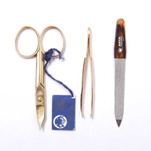 DOVO Maniküreset Vintage Manicure Set Leder Etui Case Schere Nagelfeil Pinzette - Bild 4 von 11
