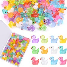 60 Pack Luminous Mini Resin Ducks, 12 Colors Tiny Ducks Glow in The Dark with Co