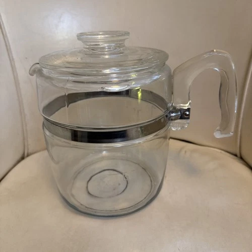 Vintage Pyrex Flameware Glass Coffee Pot  9 Cup #7759 Pot And Lid Only