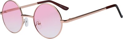 ROUND SUNGLASSES PINK TINTED COLORED LENS 43mm METAL FRAME  display picture 2