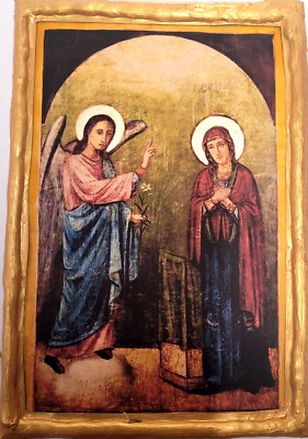 Icon of The Annunciation of Virgin Mary Archangel Gabriel Byzantine Art Plaque