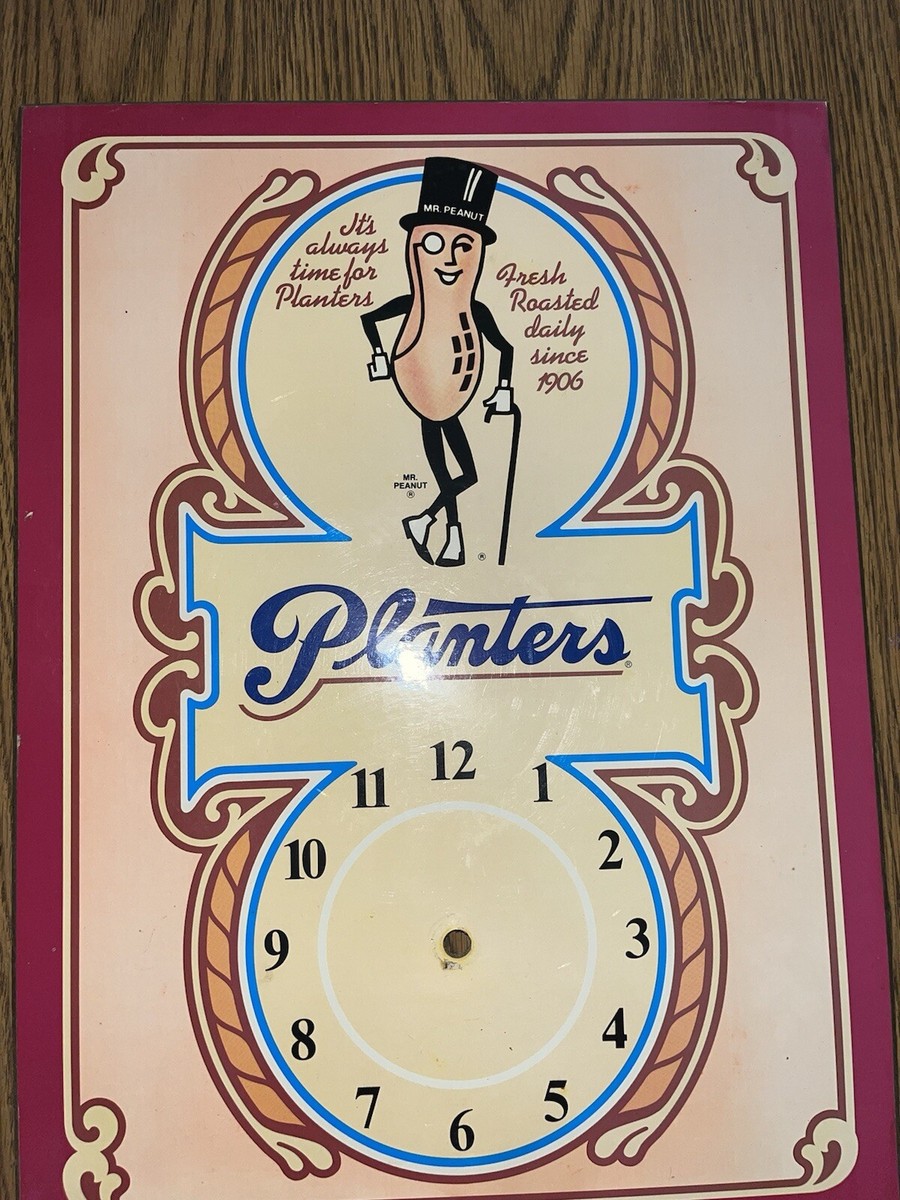 Vintage Masonite Planter's Peanut Wall Clock | eBay