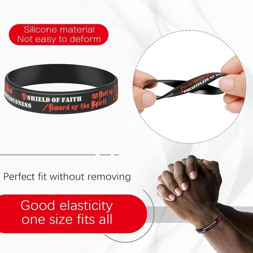 30 Pack Armor of God Silicone Bracelets Ephesians 6:10-18 Bible Verse Wristband - Picture 4 of 6