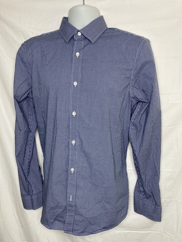 Old Navy button shirt Men’s Medium blue plaid Long Sleeve Cotton - Picture 3 of 7
