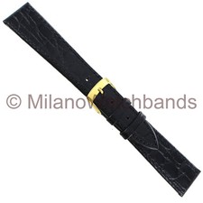 20mm Morellato Leather Crocodile Grain Black Padded Stitched MensWatch Band 1563