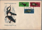 GERMANY DDR 1963 FIRST DAY COVER FAUNA BEETLE FIRE SALAMANDER POND TURTLE