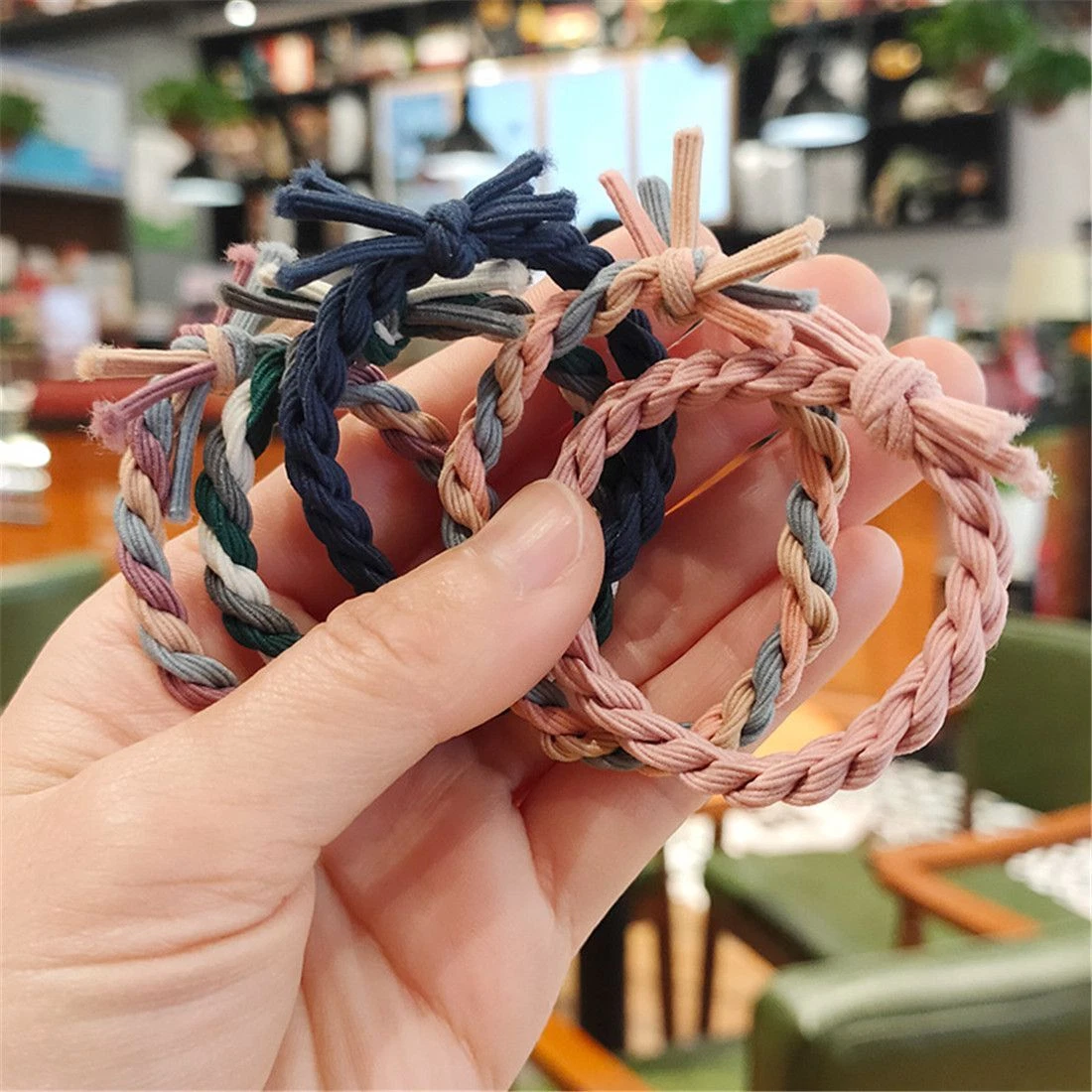 Gift Thick Women Girl High Elastic Hand woven Hair Tie Rope Hair Ring