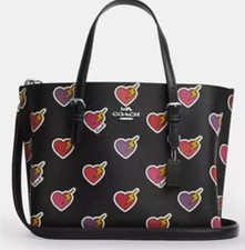 NWT COACH MOLLIE 25 TOTE WITH HEART BOLT PRINT. MEDIUM CORNER ZIP WALLET