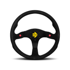 MOMO Mod. 80 350MM Black Suede / Brushed Black Anodized Steering Wheel w/ Button