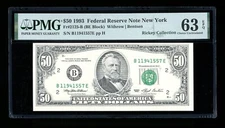 DBR 1993 $50 FRN New York Fr. 2125-B PMG 63 EPQ Serial B11941557E