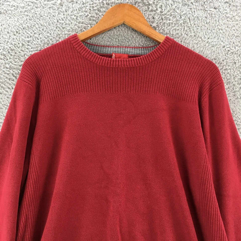 Suéter Pullover Levis Para Hombre Grande Rojo Algodón Tejido Manga Larga Cuello Redondo Básico Foto 2 de 4