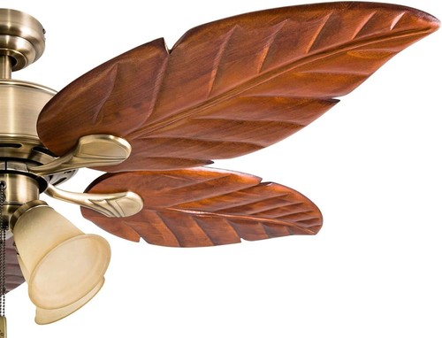 Tropical Ceiling Fan Palm Leaf Blades Fixture Quiet Light Bronze 52" Pull Chain - Picture 5 of 5