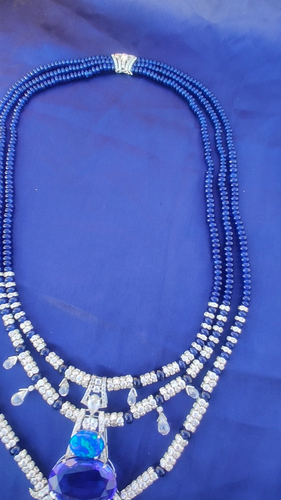 Lab-Created Ceylon sapphire Magnificent Blue Sapphire, Opal & CZ Layer Necklace - Video 1 of 1