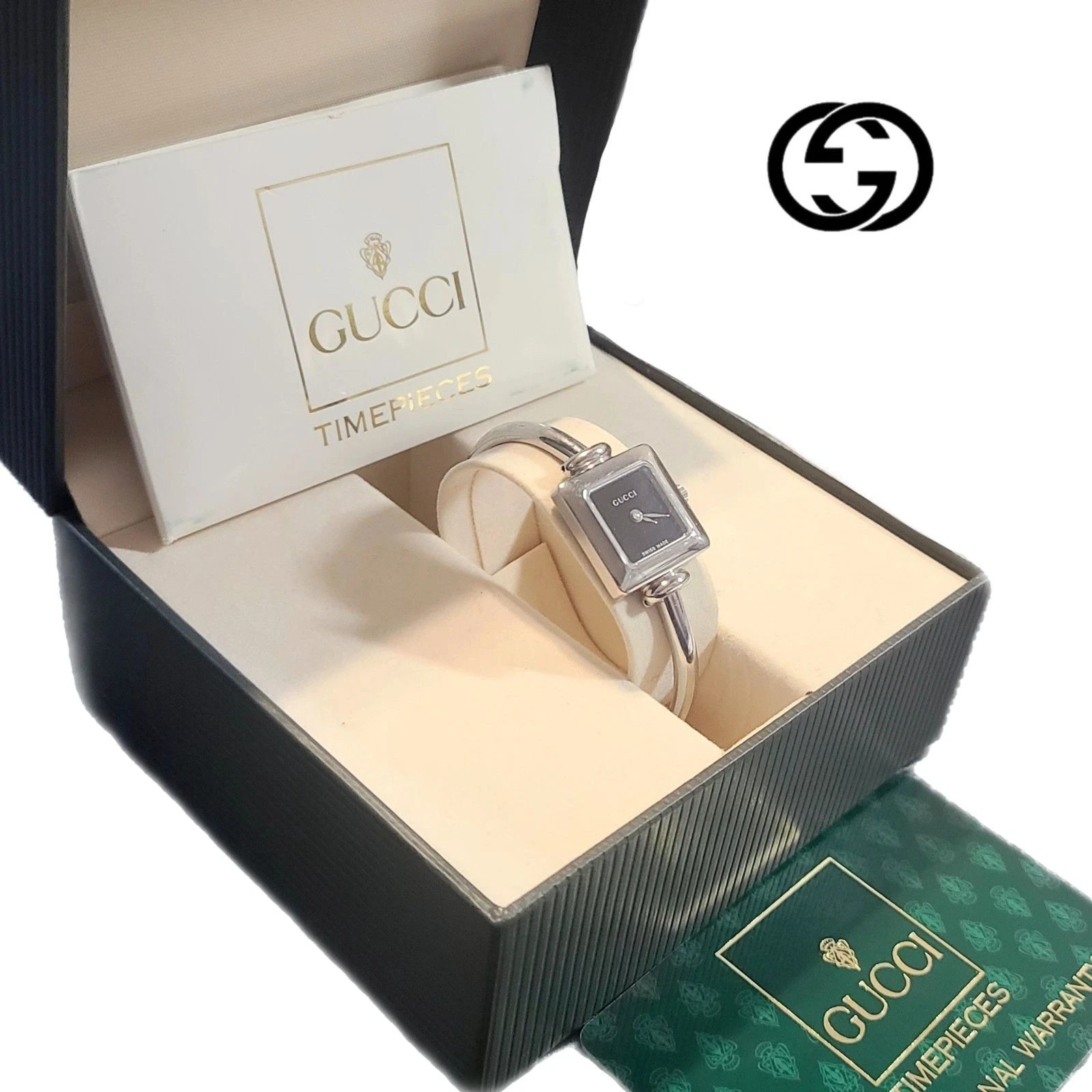 Gucci   Montre et boîte délicates en acier inoxydable argenté 1900L fabriquées en Suisse