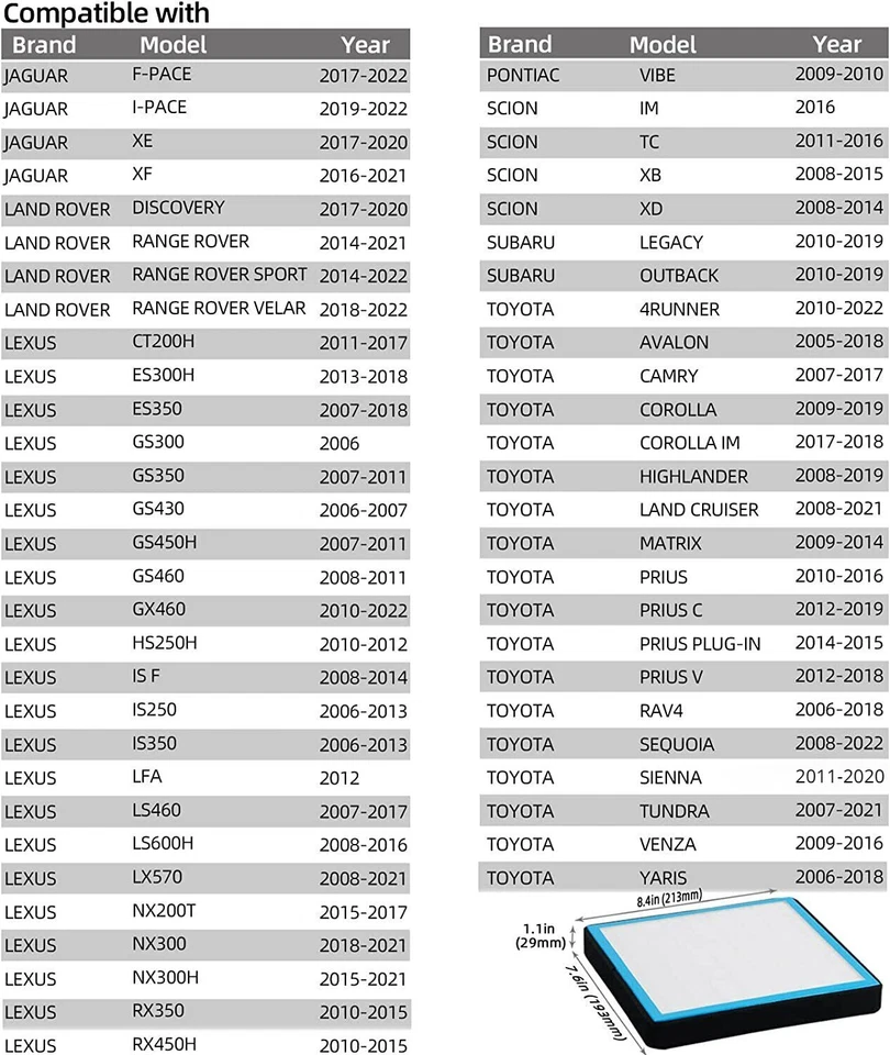 CF10285 HEPA Cabin Air Filter for TOYOTA 4RUNNER 2010-2022 AVALON 2005-2018 Foto 2 de 4