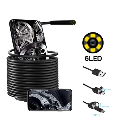 3IN1 Type-C/Micro/USB Endoscope Borescope Inspection Tube Camera APP Video Image