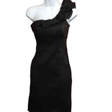 Snap One Shoulder Black Evening Dress Size 3  Zip Closure Party Prom  Cocktail 