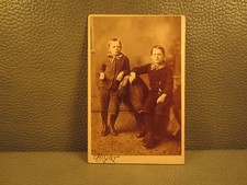 Victorian Antique Cabinet Card Photo of Two Brothers, Boys, Kids, Siblings