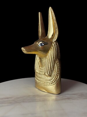 Golden God Anubis Statue from Stone , Jackal God of Mummification Anubis