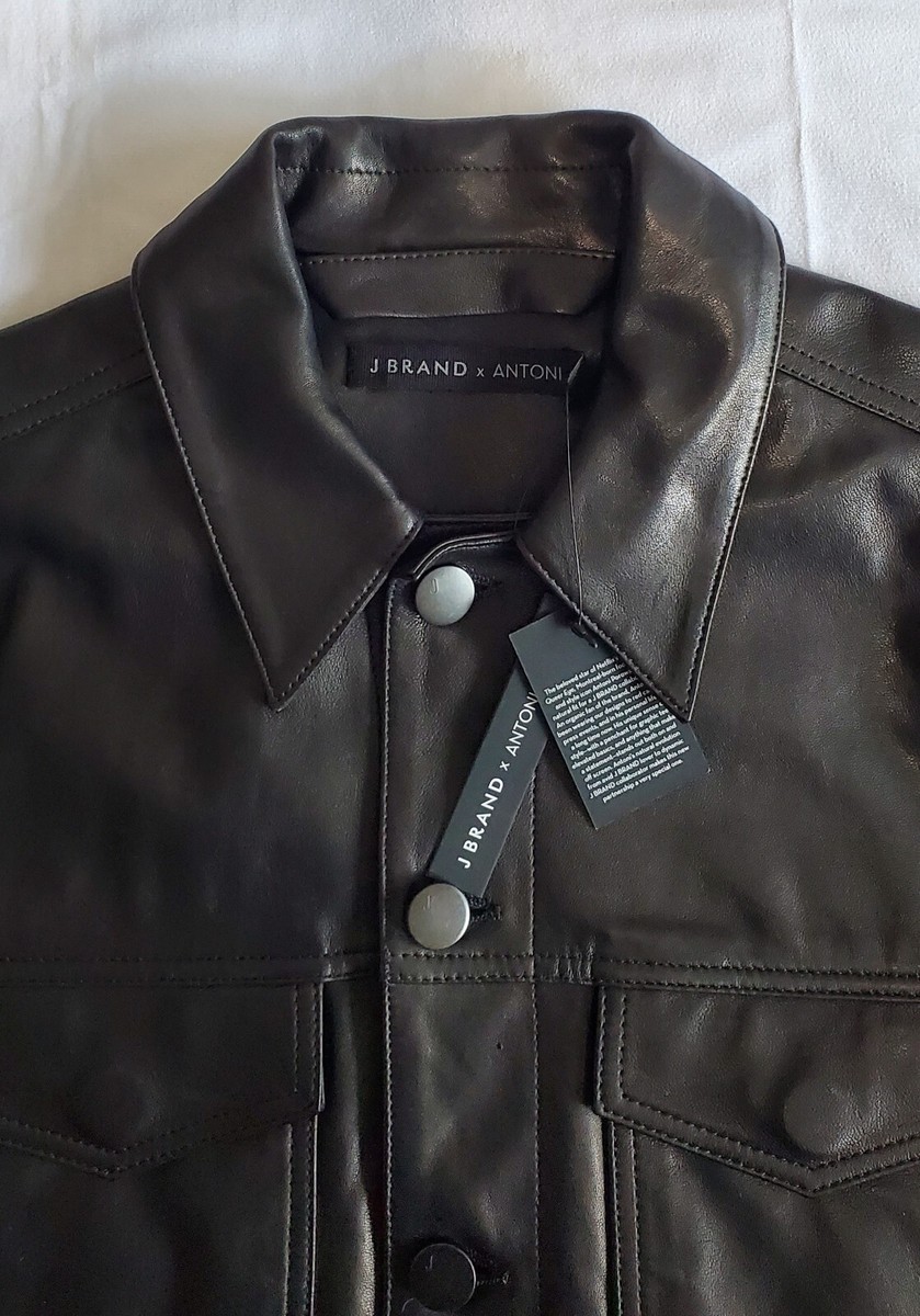 NWT J.BRAND X ANTONI BLACK LAMB SKIN LEATHER TRUCKER JACKET NWT J.BRAND X ANTONI BLACK LAMB SKIN LEATHER TRUCKER JACKET