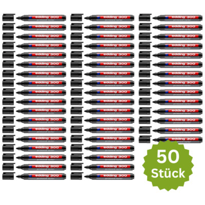 50x edding Permanent Marker 300 Filzstift Industrie schwarz Rundspitze