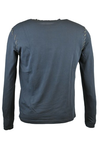 t shirt uomo manica lunga maglietta elasticizzata maglia slim di cotone nera xl - Foto 6 di 11