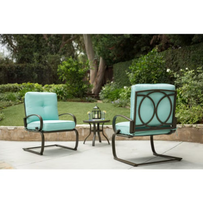 Blue 3 Piece Patio Bistro Set with Cushions Home Furniture Yard Garden ...