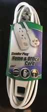 Coleman Cable 03517 6ft. 16/3 Slimline Household Extension Cord SPT-2 Cube Tap