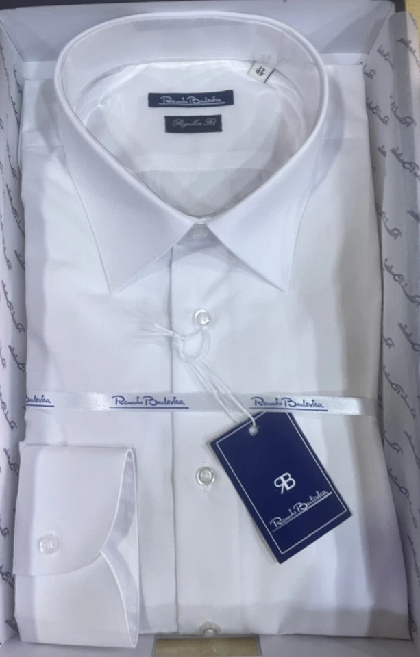 Camicia Uomo Balestra Tinta unita 100% cotone collo Francese Manica lunga - Immagine 3 di 4