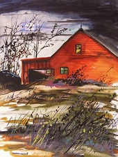 ORIGINAL FARM  Landscape WATERCOLOR Painting JMW art John Williams Realism