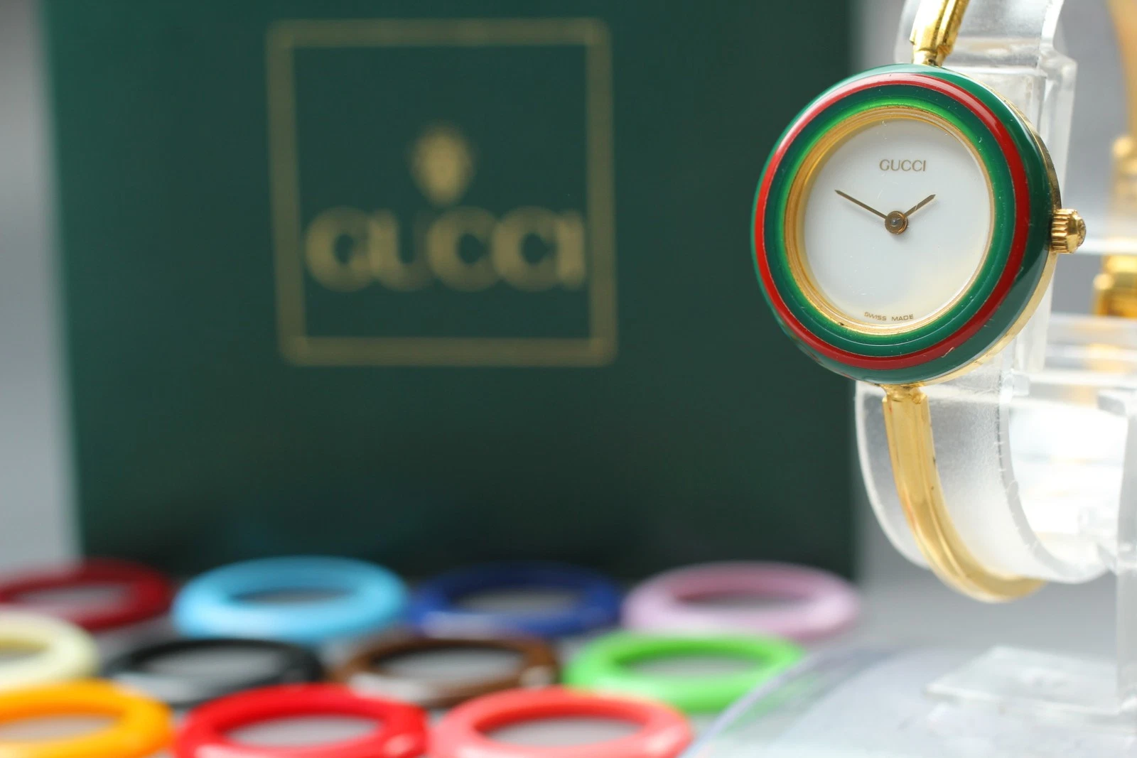 [Quasi Come Nuovo] Orologio Donna Gucci 11 12.2 12 Colori Lunetta Cambio Quadrante Bianco Quarzo