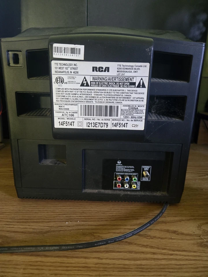 RCA 14F514T TruFlat 14"Stereo CRT TV Control Video Gaming Retro No Remote - Image 4 of 4