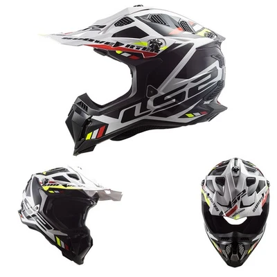 LS2 HELMETS LS2 MX 700 EVO Subverter Stomp Schwarz Weiß MX Helm Crosshelm Motocross Enduro