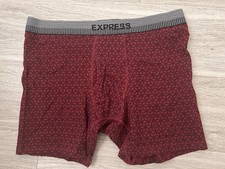 Express Cotton Stretch Fly Front Boxer Briefs, Large, Maroon Stars, NWOT